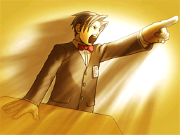 Kid Edgeworth is objecting, with his finger outstretched